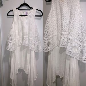 White Crochet Flowy Dress